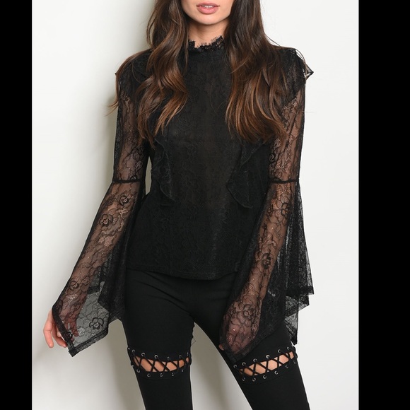 Black Lace Victorian Blouse - Picture 1 of 3